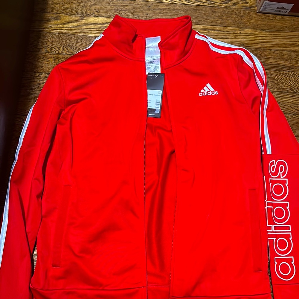 Adidas red zip up track jacket